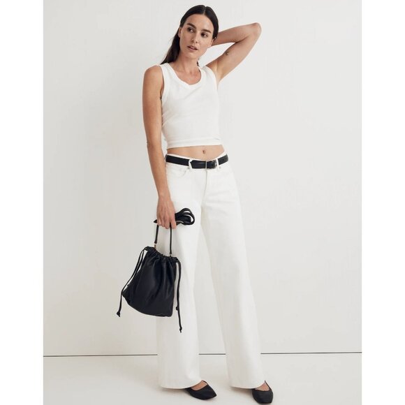 New Madewell Leather Piazza Bucket Bag Shoulder Strap Crossbody Purse Old Money - Picture 2 of 12
